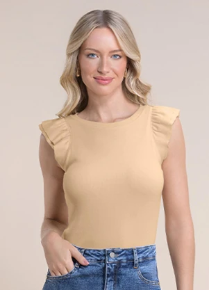 Angel - Blusa C/Mangas Babado Bege - ANGEL