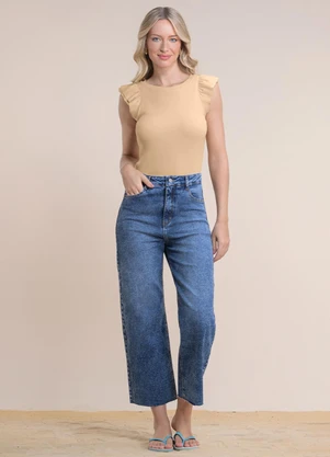 Angel - Blusa com Mangas Babado Bege - ANGEL