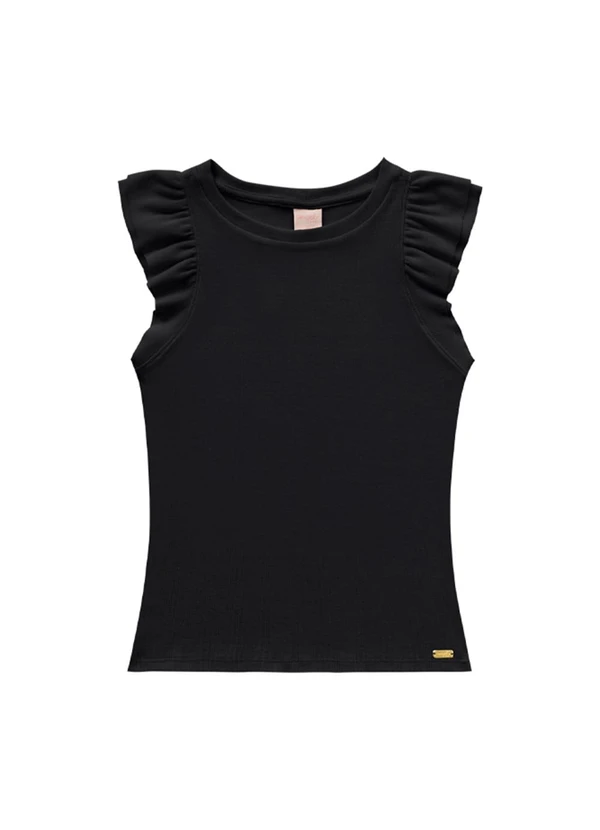 Angel - Blusa C/Mangas Babado Preto