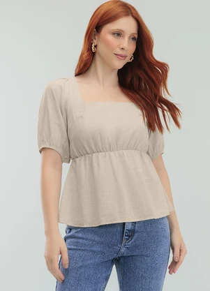 Angel - Blusa Cambraia de Algodao Bege - ANGEL