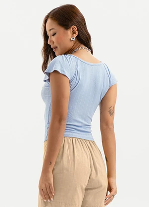 Cativa - Blusa Canelada Azul Claro - CATIVA