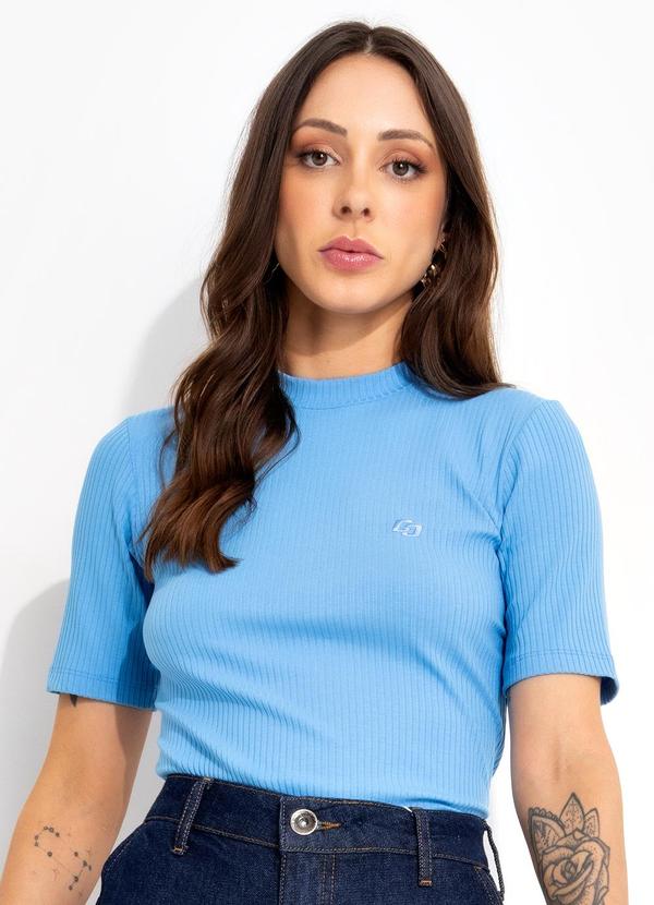 Colcci - Blusa Canelada Azul