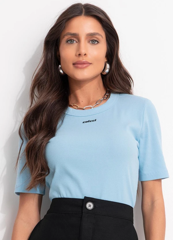 Colcci - Blusa Canelada Azul