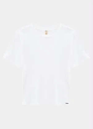 Lunender - Blusa Canelada Básica Branco - LUNENDER