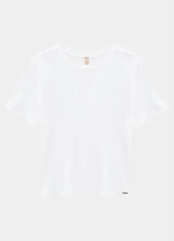 Lunender - Blusa Canelada Básica Branco