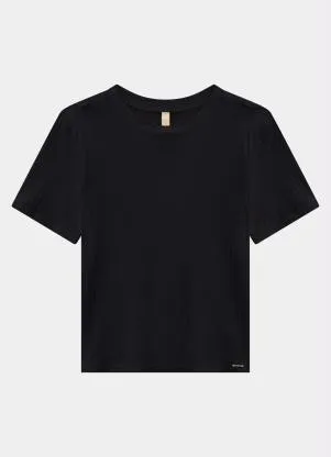 Lunender - Blusa Canelada Básica Preto - LUNENDER