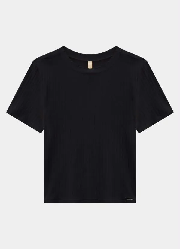 Lunender - Blusa Canelada Básica Preto