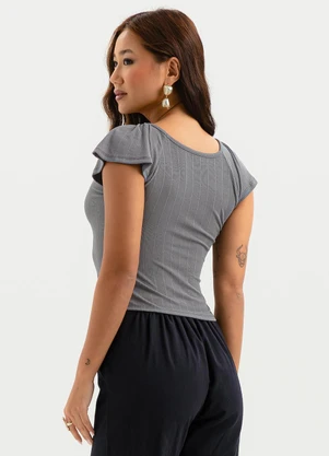 Cativa - Blusa Canelada Cinza - CATIVA