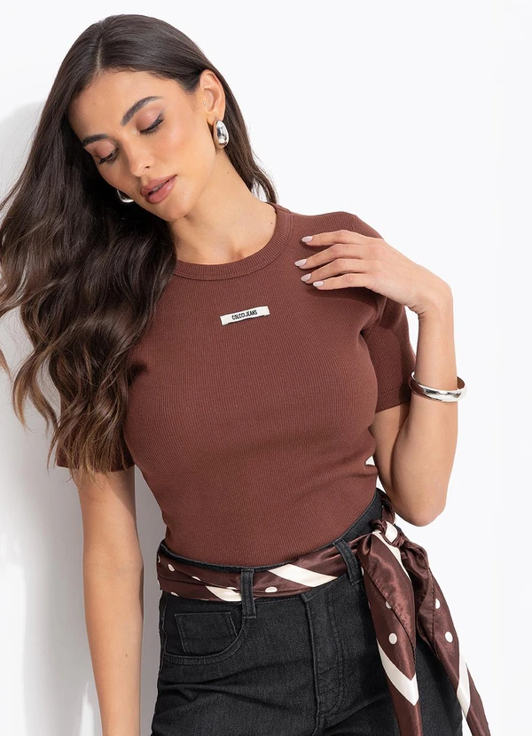 Colcci Jeans - Blusa Canelada Cj Marrom