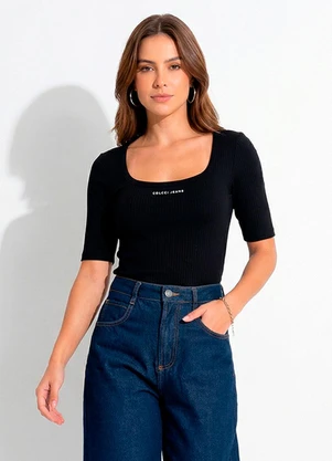 Colcci Jeans - Blusa Canelada Cj Preto - COLCCI JEANS