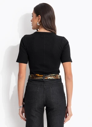 Colcci Jeans - Blusa Canelada Cj Preto - COLCCI JEANS