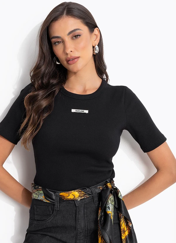 Colcci Jeans - Blusa Canelada Cj Preto