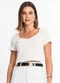 Rovitex - Blusa Canelada com Decote Princesa Verde - variação: Bege