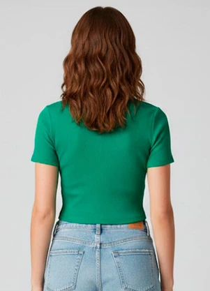 Rovitex - Blusa Canelada com Decote Princesa Verde - ROVITEX