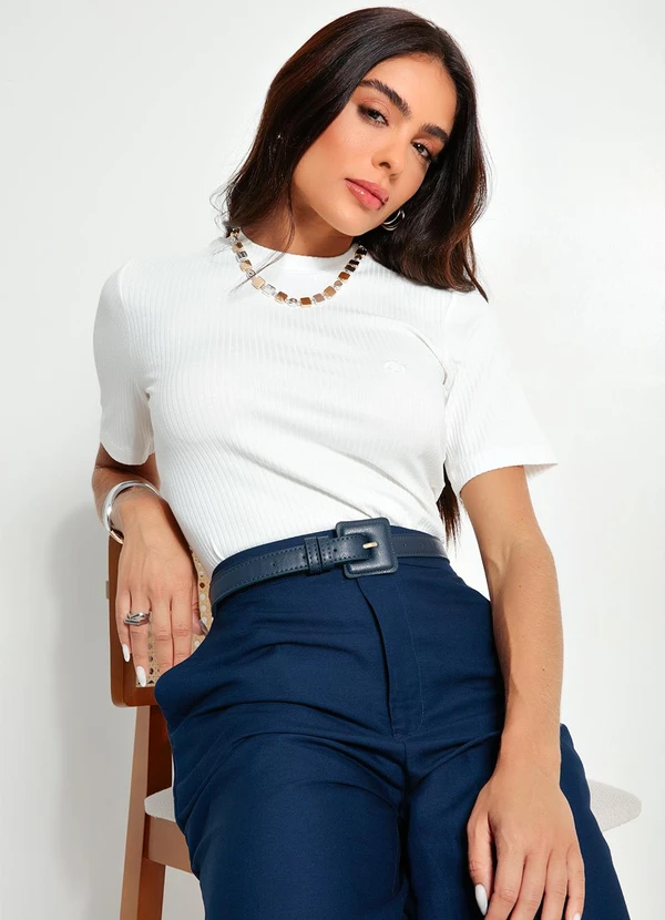 Colcci - Blusa Canelada em ViscoseOff White 6