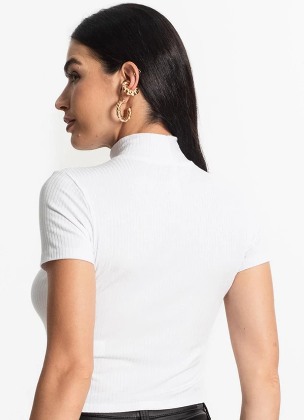 Select - Blusa Canelada Manga Curta Branco 2