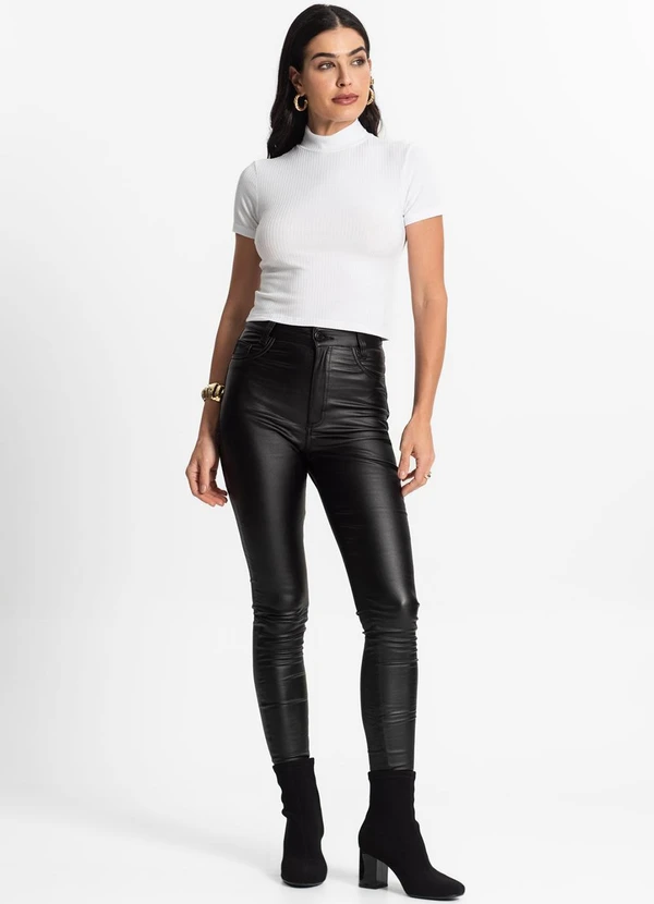 Select - Blusa Canelada Manga Curta Branco 5