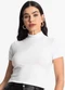 Select - Blusa Canelada Manga Curta Branco - variação: Branco