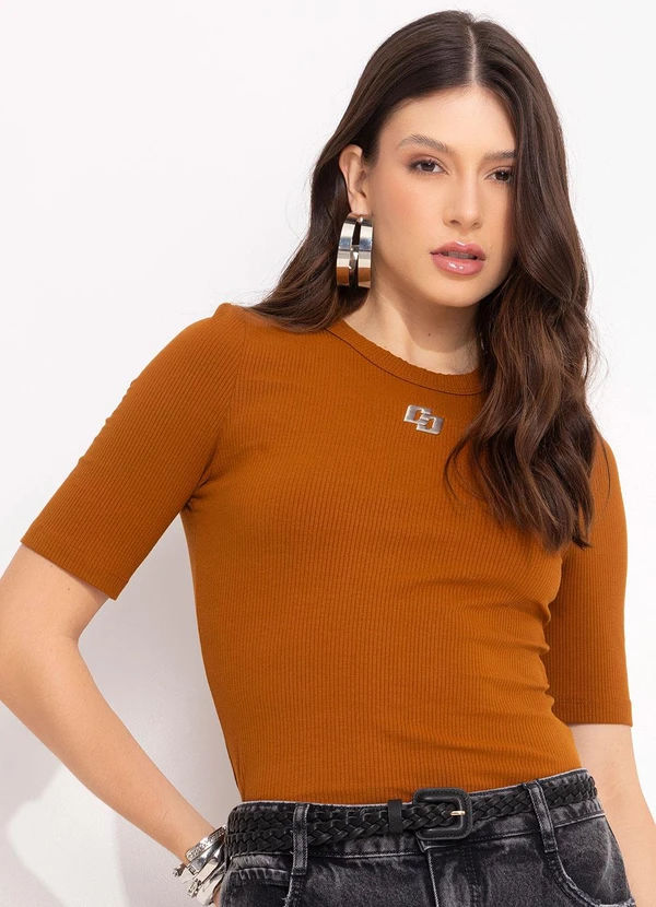 Colcci - Blusa Canelada Marrom