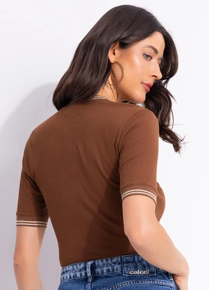 Colcci - Blusa Canelada Marrom - COLCCI