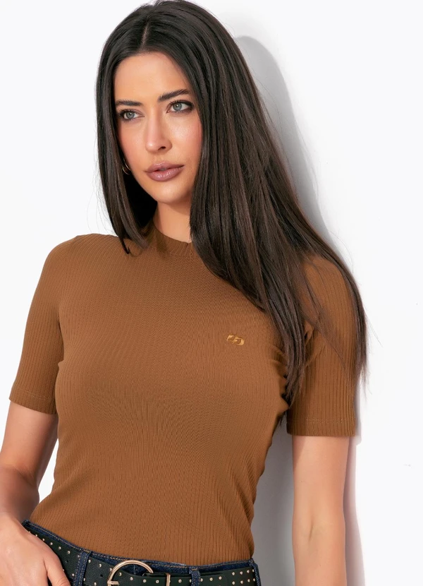 Colcci - Blusa Canelada Marrom
