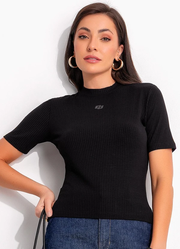 Colcci - Blusa Canelada Preto