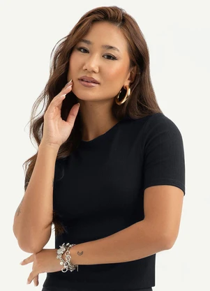 Cativa - Blusa Canelada Preto - CATIVA