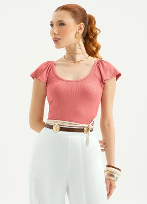 Cativa - Blusa Canelada Rosa - CATIVA