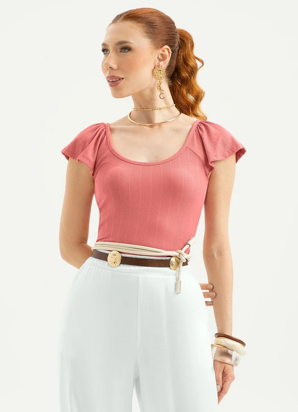 Cativa - Blusa Canelada Rosa