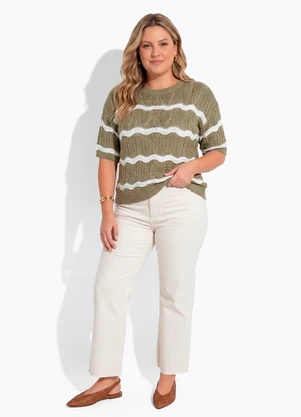 Quintess - Blusa Cáqui  em Tricô - QUINTESS