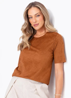 Quintess - Blusa Caramelo em Malha Suede - QUINTESS
