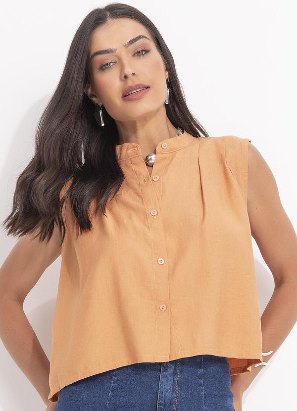 Svela - Blusa Caramelo em Tecido de Viscose com Poliamida