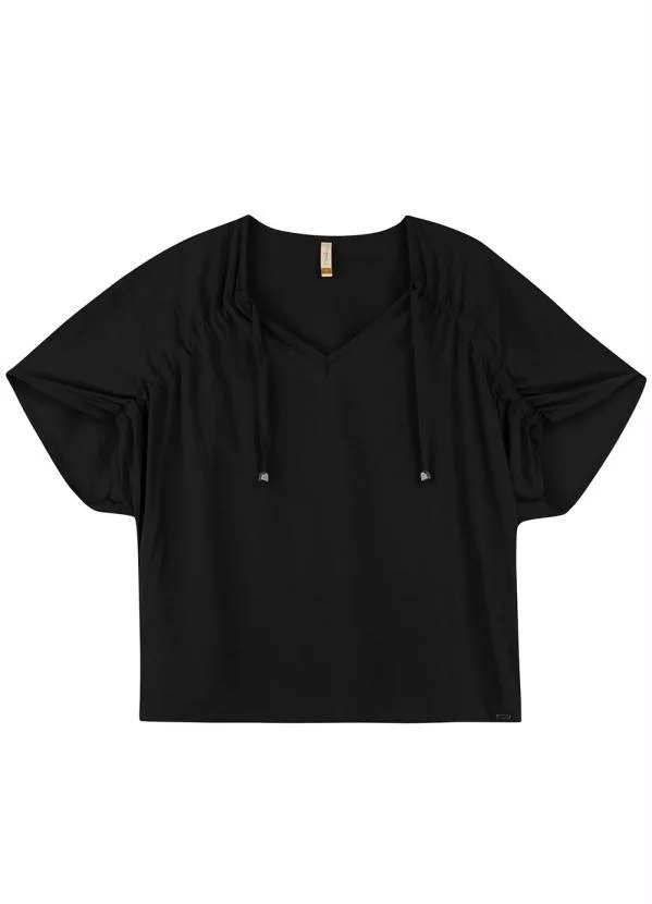 Marialícia - Blusa Casual Boho Chic Preto