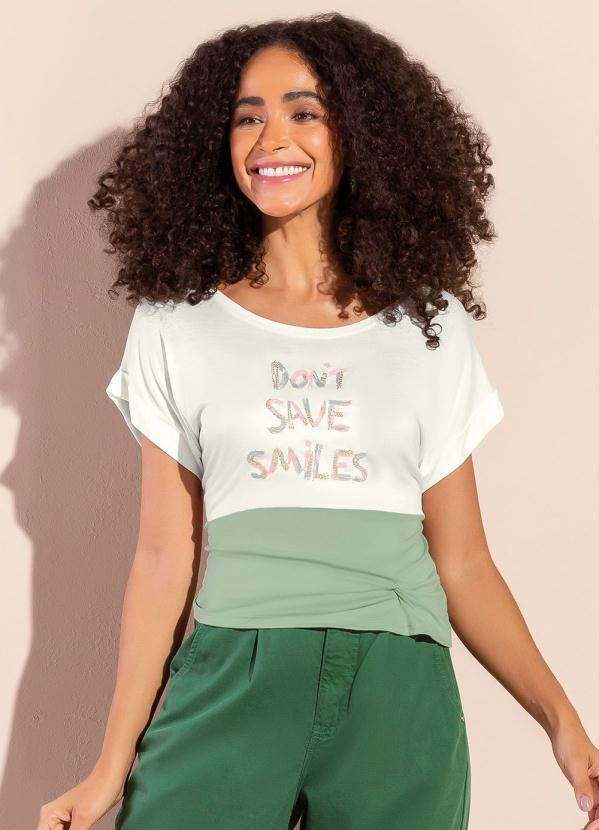 Marialícia - Blusa Casual Comfy com Lurex e Amarração Bege