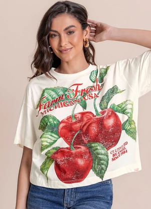 Angel - Blusa Cherry Bege - ANGEL