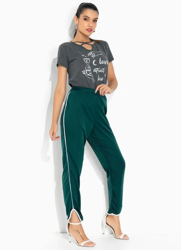 Moda Pop - Blusa Chumbo com Estampa Localizada 3