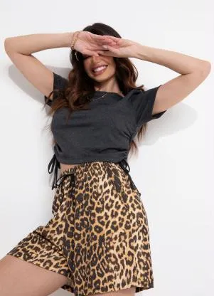 Queima Estoque - Blusa Chumbo com Franzido nas Laterais - QUEIMA ESTOQUE