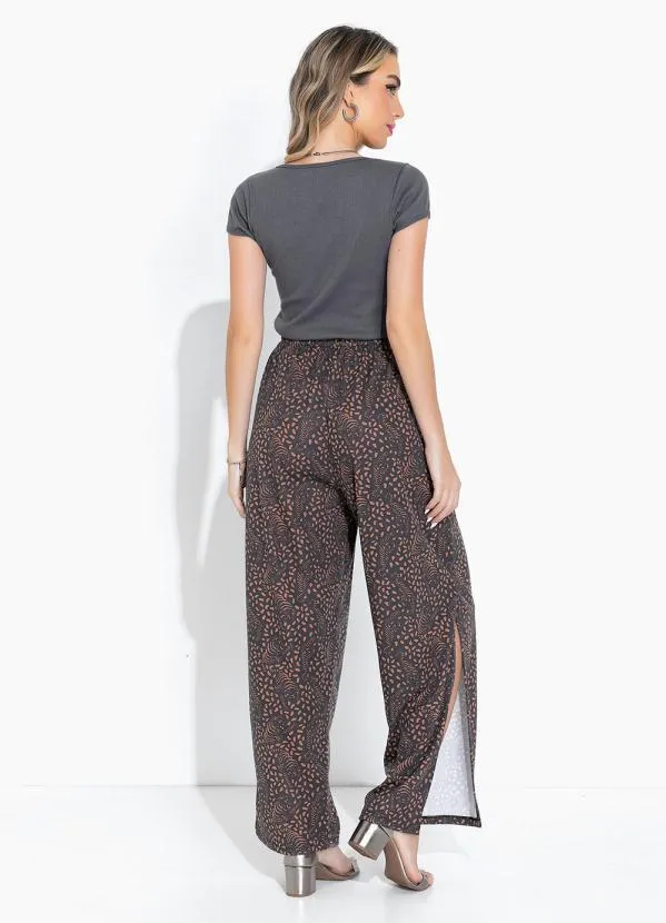 Moda Pop - Blusa Chumbo com Mangas Curtas e Decote Redondo 4