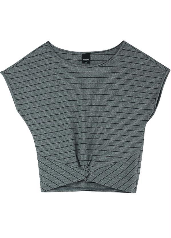 Malwee - Blusa Cinza Canelada Listrada e com Torção 3