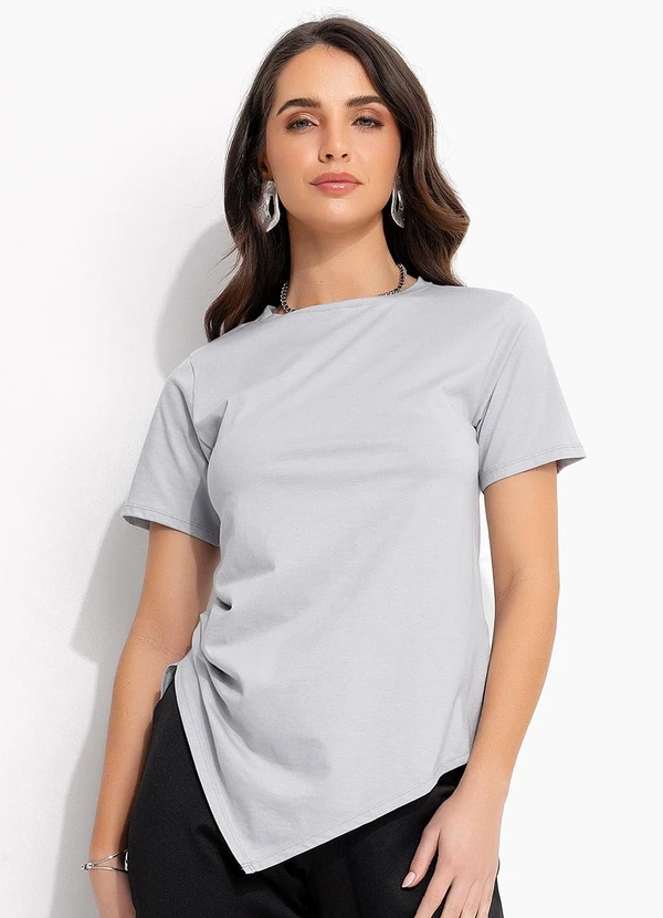 Quintess - Blusa Cinza Claro em Malha de Algodão 13