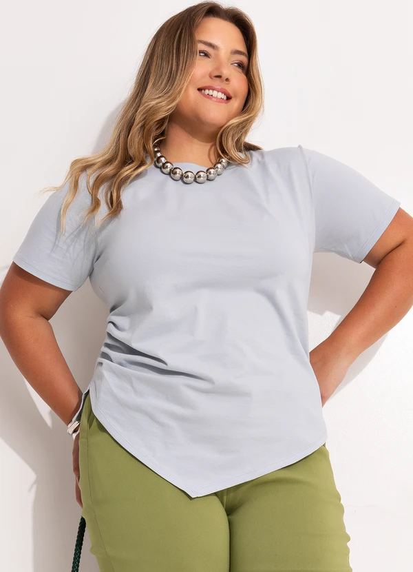 Quintess - Blusa Cinza Claro em Malha de Algodão 8