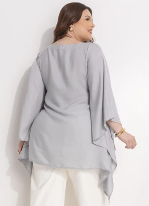 Quintess - Blusa Cinza Claro em Viscose Slub - QUINTESS