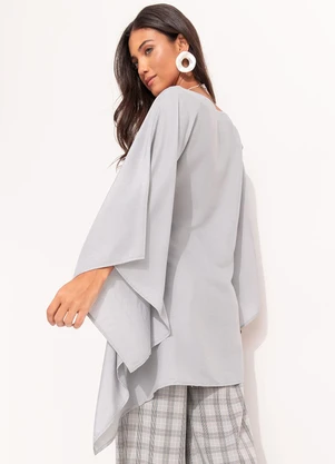 Quintess - Blusa Cinza Claro em Viscose Slub - QUINTESS
