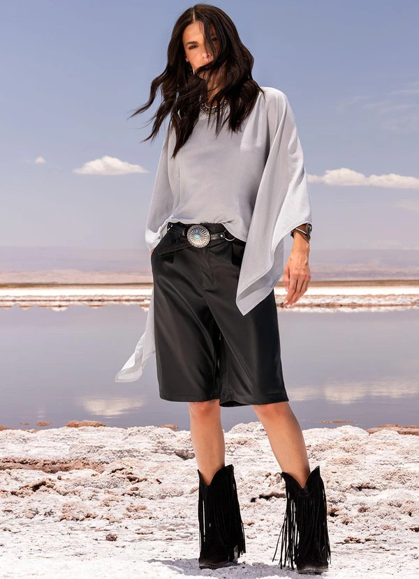 Quintess - Blusa Cinza Claro em Viscose Slub 12