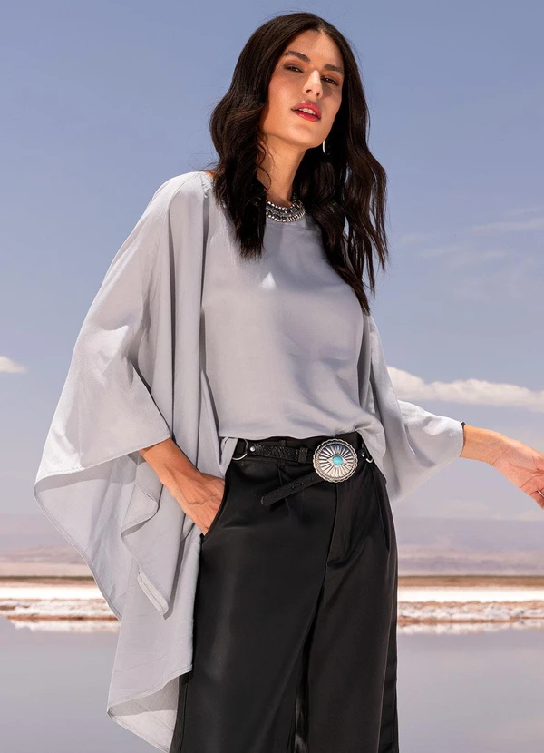 Quintess - Blusa Cinza Claro em Viscose Slub 11