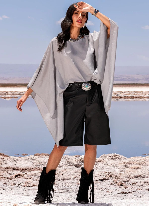 Quintess - Blusa Cinza Claro em Viscose Slub 9