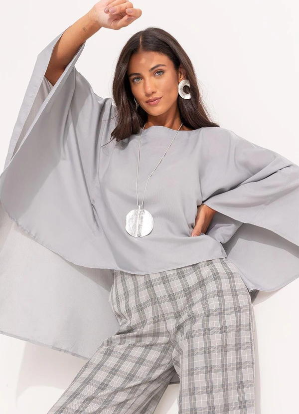 Quintess - Blusa Cinza Claro em Viscose Slub 5