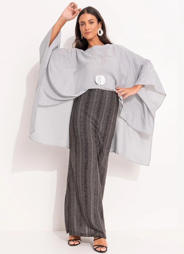 Quintess - Blusa Cinza Claro em Viscose Slub 20