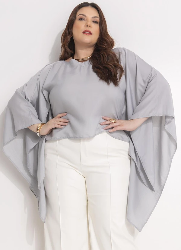 Quintess - Blusa Cinza Claro em Viscose Slub 19