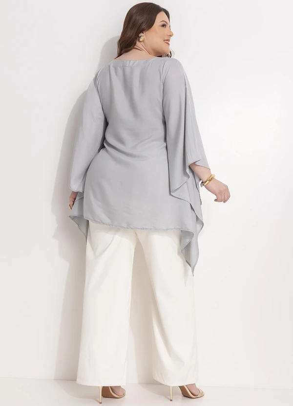 Quintess - Blusa Cinza Claro em Viscose Slub 18